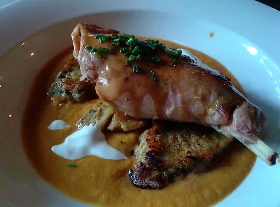 This is a rabbit's leg I had in a restaurant in Budapest, Hungary. It tastes just as it looks: AMAZING.